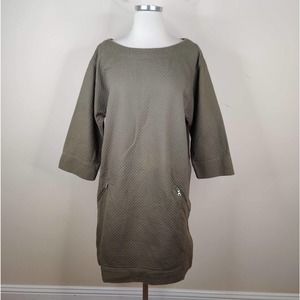 Gap Shift Dress Zipper Pockets Olive Green Cotton
